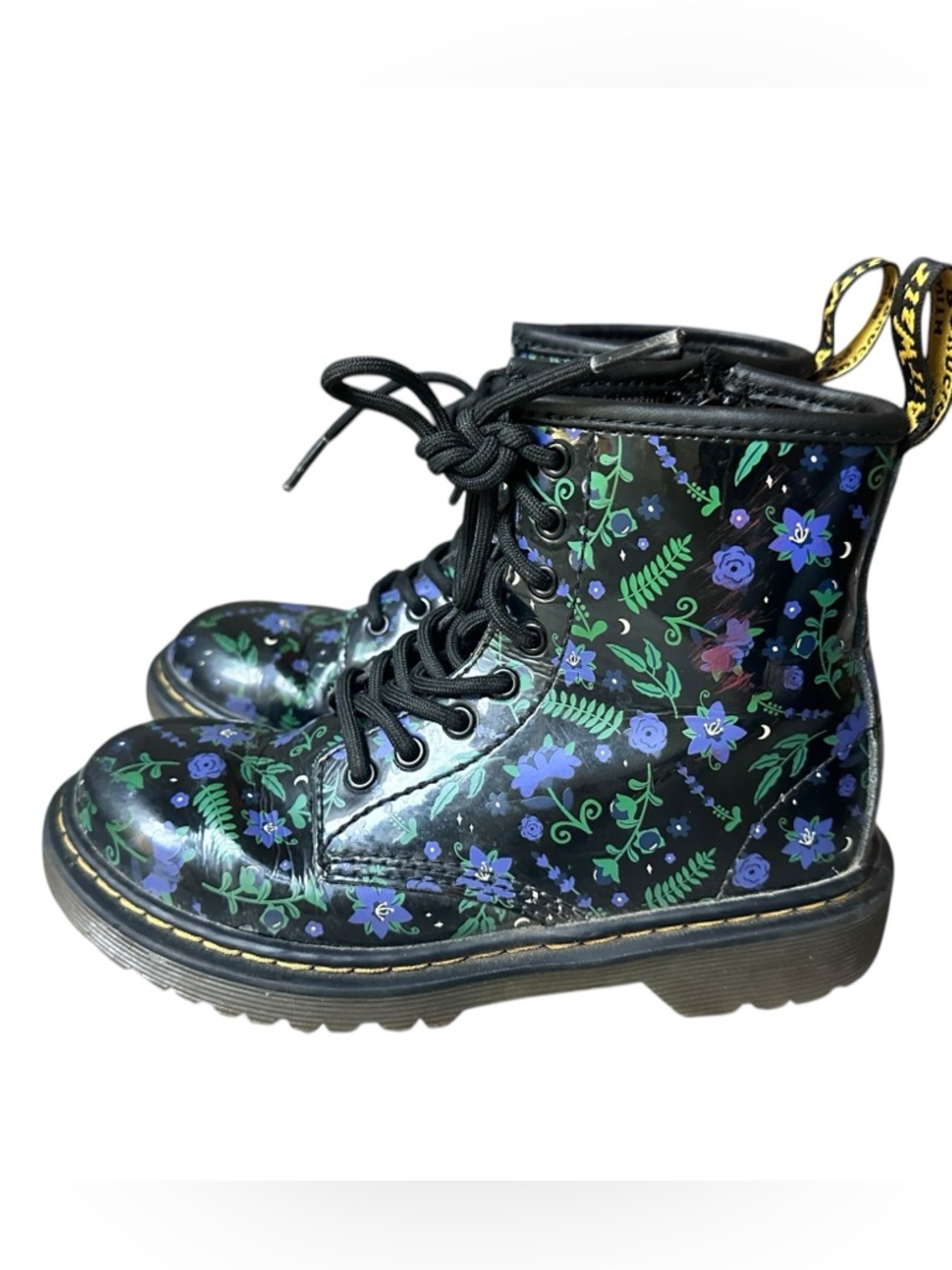 Dr. Martens Junior 1460 Mystic Floral Patent Boots Size 13